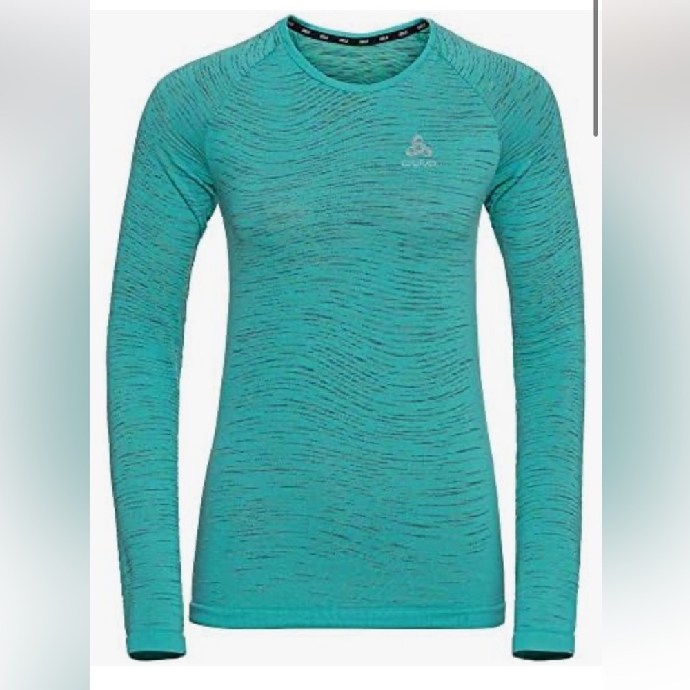 Odlo Women's Sz XL Performance Long Sleeve Pullover Green Blackcomb Ceramico NWT